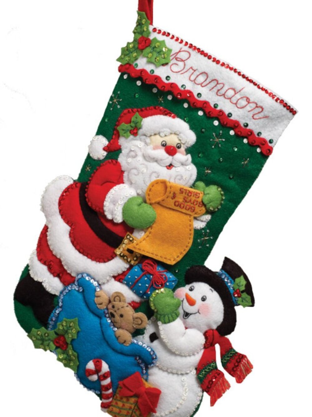 Bucilla Santa's List ~ 18" Felt Christmas Stocking Kit #84772